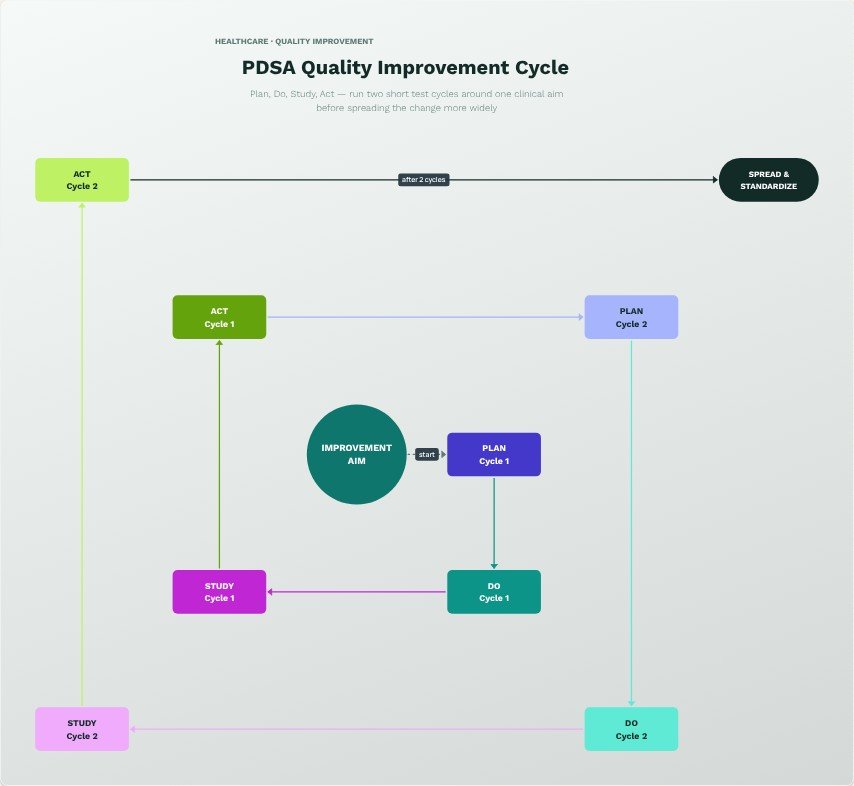 PDSA Quality Improvement Cycle flowchart template preview