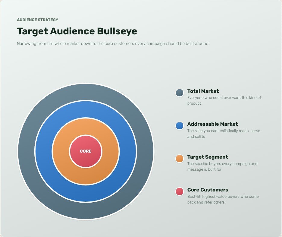 Target Audience Bullseye flowchart template preview